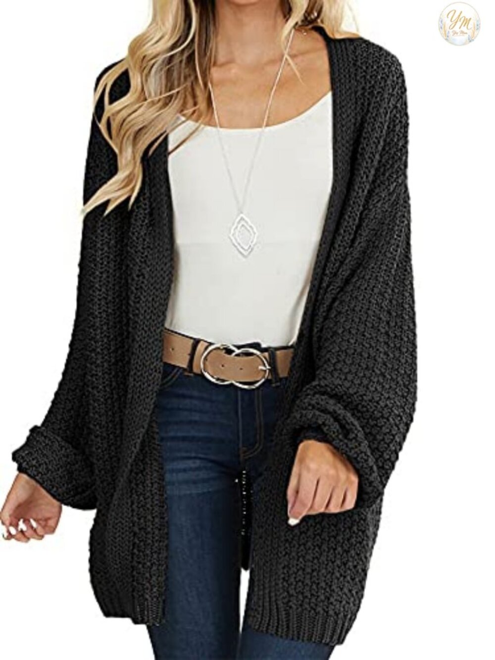 Oversized Open Front Knit Cardigan Long Sleeve Kimono Sweater